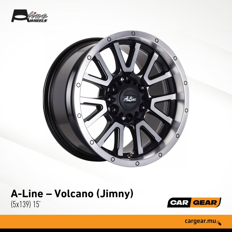 A-Line JIMNY Wheels Volcano 15''(5x139) - Satin Black Machine Face
