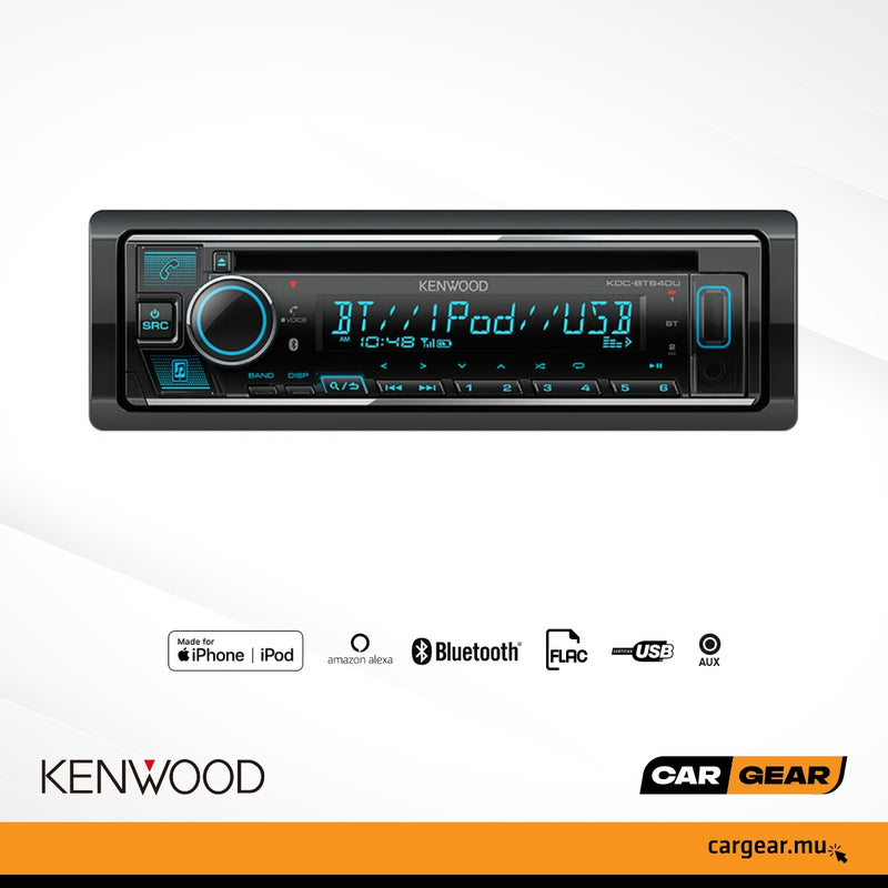 Kenwood KDC-BT640U Single Din DVD Receiver | Bluetooth | USB | Spotify | Alexa Ready